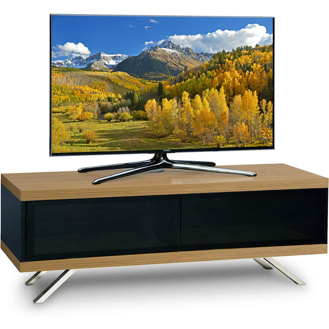 MDA Designs TUCANA 1200 HYBRID BLACK OAK Beam Thru Remote-Friendly up to 60" Flat Screen TV Cabinet - Grade A
