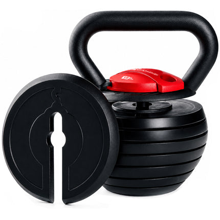 Strongology HERCULES18 7-in-1 Adjustable Smart Kettlebell up to 18kg Black with Red Dial Home Fitness Gym Equipment