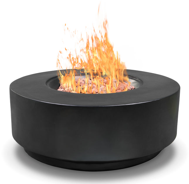 MDA Designs FUSION Light Black Lavish Garden & Patio Gas Fire Pit with Eco-Stone Finish - Fully Assembled