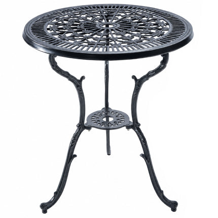 Centurion TABREEZ Garden Bistro Table Cast Aluminium Patio Table with Parasol Hole 4.7cm, Rustproof Weather Resistant Outdoor Furniture for Balcony Terrace Decking Lawn 69.5cm Round