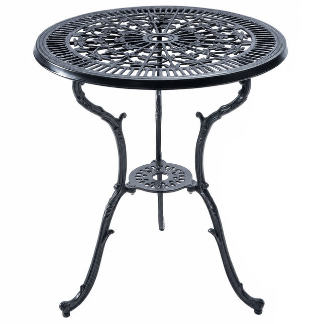 Centurion TABREEZ Garden Bistro Table Cast Aluminium Patio Table with Parasol Hole 4.7cm, Rustproof Weather Resistant Outdoor Furniture for Balcony Terrace Decking Lawn 69.5cm Round
