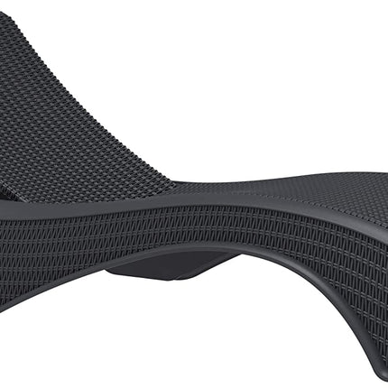 Centurion Supports MALDIVES Black Outdoor High-End PU Rattan Adjustable Sun Lounger-Fully Assembled