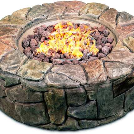 Centurion Supports Fireology KALUYA Bronze Lavish Garden and Patio Gas Fire Pit with Eco-Stone Finish - Fully Assembled