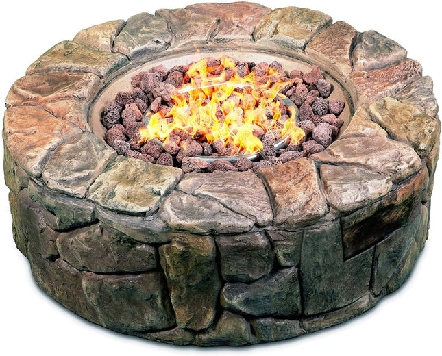 Centurion Supports Fireology KALUYA Bronze Lavish Garden and Patio Gas Fire Pit with Eco-Stone Finish - Fully Assembled