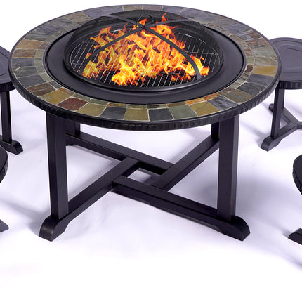 Centurion Supports Fireology CORDOVA Set Garden and Patio Round Heater, Fire Pit, Brazier, Table, Barbecue and Ice Bucket