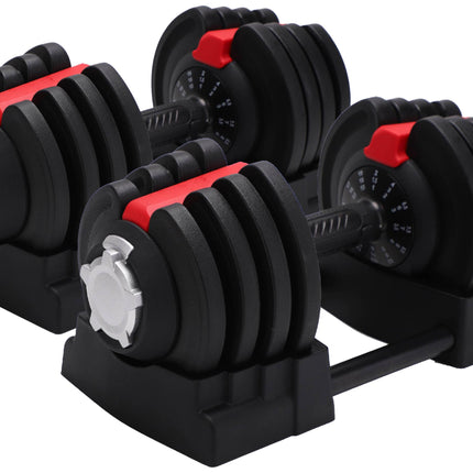 Strongology ELEMENT18 Black and Red Home Fitness Smart Adjustable Dumbbell from 1.5kg up to 18kg Training Weights Pair