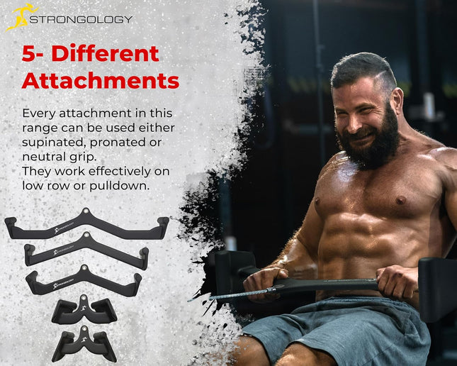 Strongology POWERPULL Lat Bar Pull Down Bar Attachments, Workout Accessory for Gym, Cable Weightlifting Use, Strength Training Arms, Back, Shoulders