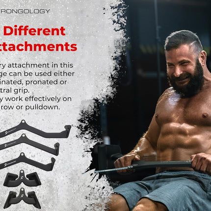 Strongology Lat Bar Pull Down Bar Attachments, Workout Accessory for Gym, Fitness, Cable Weightlifting Use, Strength Training Arms, Triceps, Back, Shoulders - Grade A