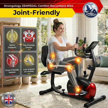 Strongology ZENPEDAL Recumbent Exercise Bike for Home, Magnetic Resistance Bike with 8 Levels, LCD Monitor with Heart Rate, Adjustable Seat with Back Support, Quiet Indoor Cycle - Grade A
