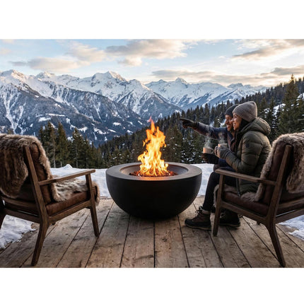 MDA Designs TABITI Black Lavish Garden & Patio Gas Fire Pit with Eco-Stone Finish