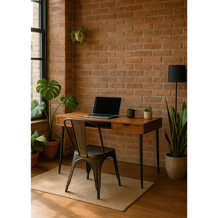 MDA Designs Kenora Home Office Study Ergonomic Desk Table Workstation with Drawers Walnut Black