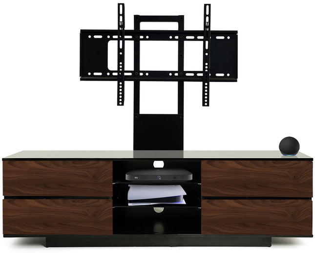 Centurion Supports AVITUS Gloss Black with 4-Walnut Drawers for up to 65" LED/LCD/Plasma TV Stand with Mounting Arm