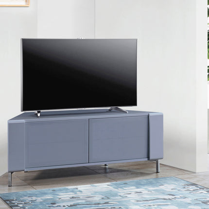 MDA Designs CORVUS Corner-Friendly Grey BeamThru Glass Doors with Grey Profiles Contemporary Cabinet for Flat Screen TVs up to 50"