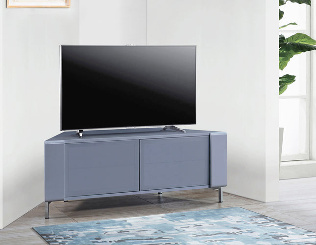 MDA Designs CORVUS Corner-Friendly Grey BeamThru Glass Doors with Grey Profiles Contemporary Cabinet for Flat Screen TVs up to 50"
