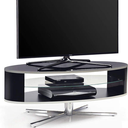 MDA Designs Orbit 1100BB Gloss Black TV Stand with Gloss Black Elliptic Sides for Flat Screen TVs up to 55"