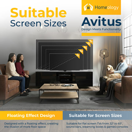 Homeology Avitus Gloss Black Designer Stand up to 65inch Flat Screen LED and LCD TV Cabinet