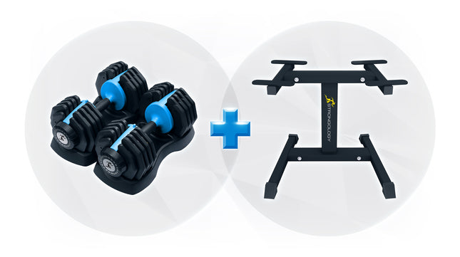 Strongology Urban25 Blue Adjustable Dumbbell Pair with Free Durable Steel Adjustable Urban25 Dumbbell Floor Stand