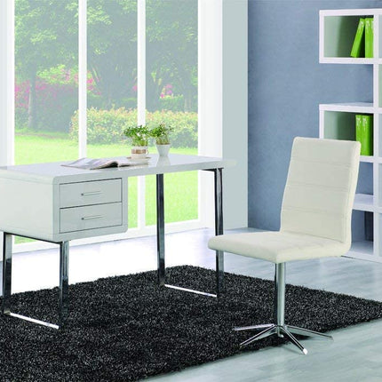 Centurion Supports HARMONIA Gloss White with Chrome Legs 2-Drawer Contemporary Home Office Luxury Computer Desk - Grade A