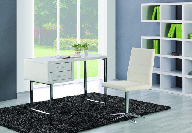 Centurion Supports HARMONIA Gloss White with Chrome Legs 2-Drawer Contemporary Home Office Luxury Computer Desk - Grade A