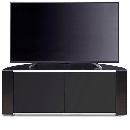 MDA Designs Sirius 1200 Remote Friendly Beam Thru Glass Door Gloss Black with Black Front Profiles up to 55" LCD/Plasma/LED Cabinet TV Stand