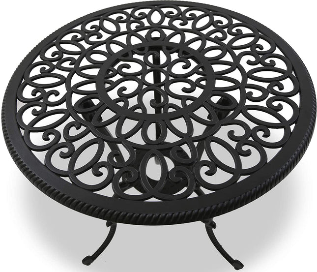 Centurion Supports BANGUI Black Luxurious Garden and Patio Table and 4 Large Chairs with Armrests Cast Aluminium Bistro Set