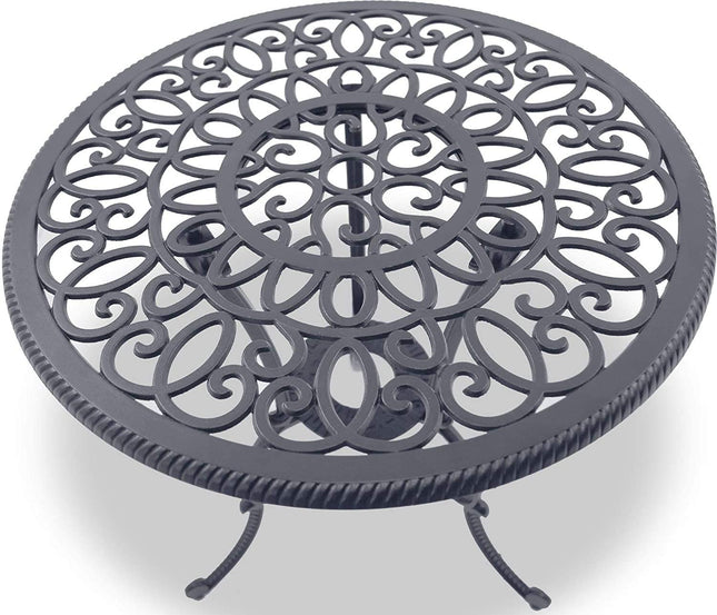 Centurion Supports BANGUI Grey Luxurious Garden and Patio Table and 4 Large Chairs with Armrests Cast Aluminium Bistro Set