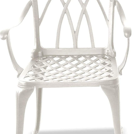 Centurion Supports OSHOWA Luxurious Garden and Patio Table and 4 Large Chairs with Armrests Cast Aluminium Bistro Set - White