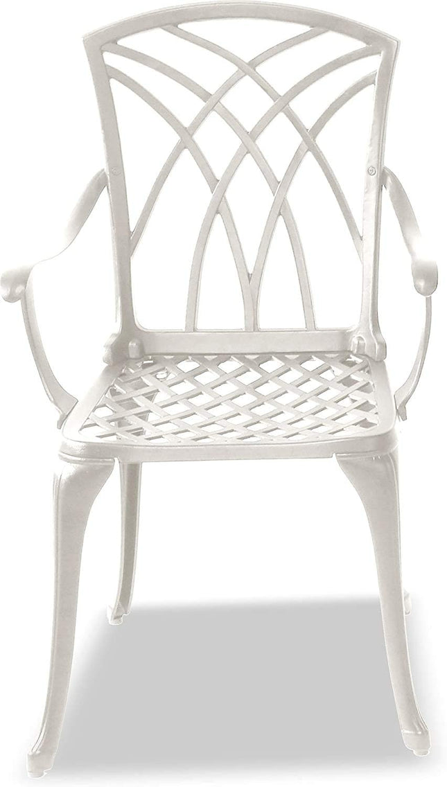 Centurion Supports OSHOWA Luxurious Garden and Patio Table and 4 Large Chairs with Armrests Cast Aluminium Bistro Set - White