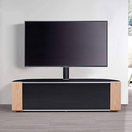MDA Designs Sirius 1600 Black Cabinet with Walnut/Oak Interchangeable Trims for Flat Screen TVs up to 65" with Mounting Bracket - Grade A