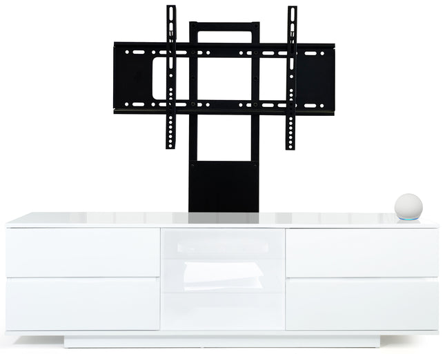 Centurion Supports AVITUS ULTRA Gloss White Remote Friendly White Door with 4-White Drawers up to 65" Flat Screen TV Cabinet with Mounting Arm