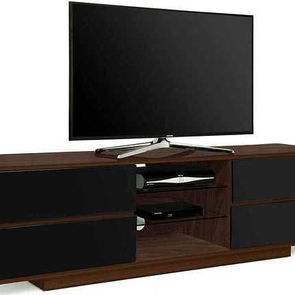 Centurion Supports AVITUS Walnut with 4-Black Drawers for 32"-65" LED/OLED/LCD TV Cabinet - Fully Assembled
