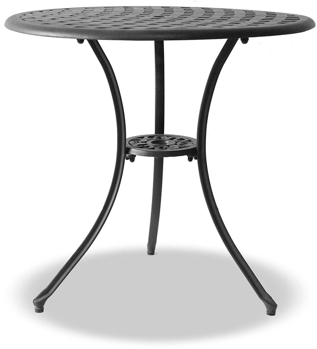 Centurion Supports OSHOWA Garden and Patio Table and 4 Large Chairs with Armrests Cast Aluminium Bistro Set - Black Cushions