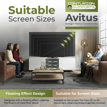 Centurion Supports AVITUS High Gloss White with 4-White Drawers for 32"-65" LED/OLED/LCD TV Cabinet - FULLY ASSEMBLED