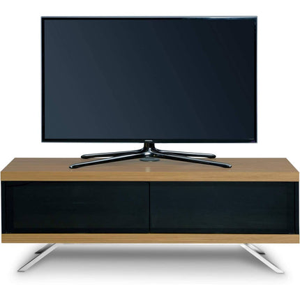 MDA Designs TUCANA 1200 Hybrid Black Oak Beam Thru Remote-Friendly up to 60" Flat Screen TV Cabinet - Grade A