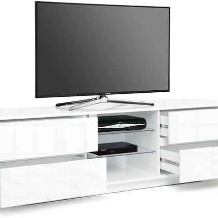 Centurion Supports AVITUS High Gloss White with 4-White Drawers for 32"-65" LED/OLED/LCD TV Cabinet - Fully Assembled