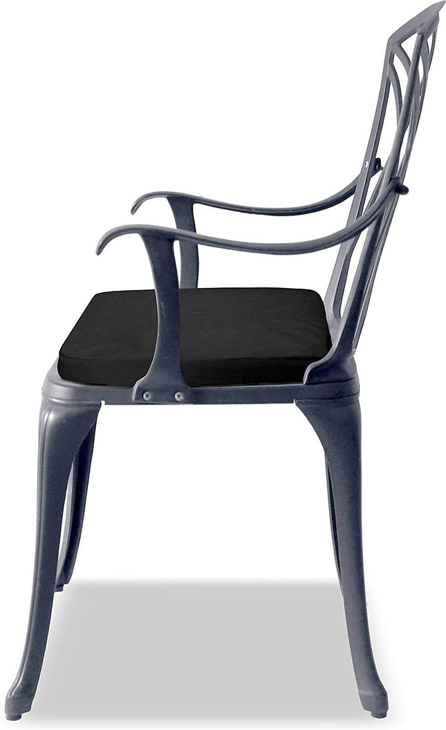 Centurion Supports OSHOWA Luxurious Garden and Patio Table and 4 Large Chairs with Armrests Cast Aluminium Bistro Set - Grey with Black Cushions