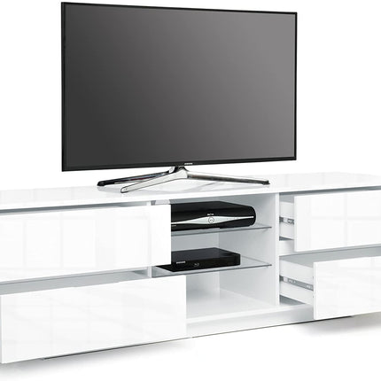 Centurion Supports Avitus Premium High Gloss White with 4-White Drawers and 3-Shelf 32"-65" LED/OLED/LCD TV Cabinet - Grade A