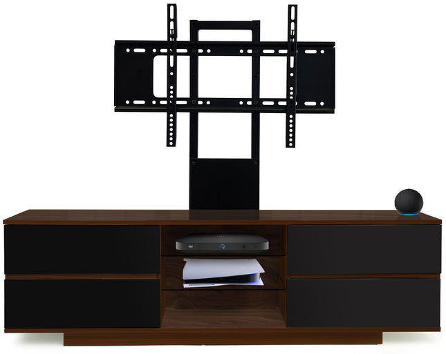 Centurion Supports Avitus Walnut with 4-Black Drawers and 3-Shelves up to 65" LED, LCD, Plasma TV Stand with Mounting Arm
