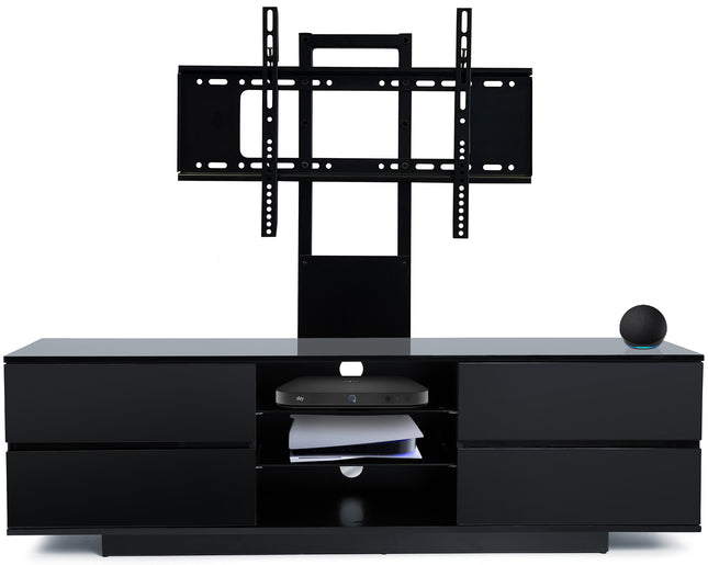 Centurion Supports AVITUS Gloss Black with 4-Black Drawers for up to 65" LED/LCD/Plasma TV Stand with Mounting Arm
