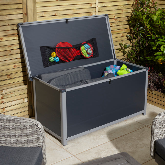 342 Litre Lift-up Lid Storage Container in Dark Grey with Light Grey Trim