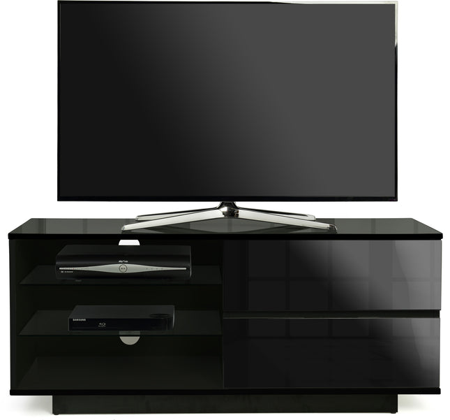 Centurion Supports Gallus Gloss Black with 2-Black Drawers and 3-Shelf 32"-55" LED/LCD/Plasma Cabinet TV Stand