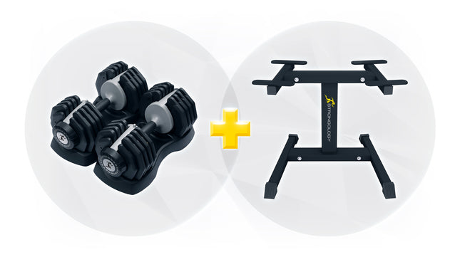 Strongology Urban25 Grey Adjustable Dumbbell Pair with Free Durable Steel Adjustable Urban25 Dumbbell Floor Stand