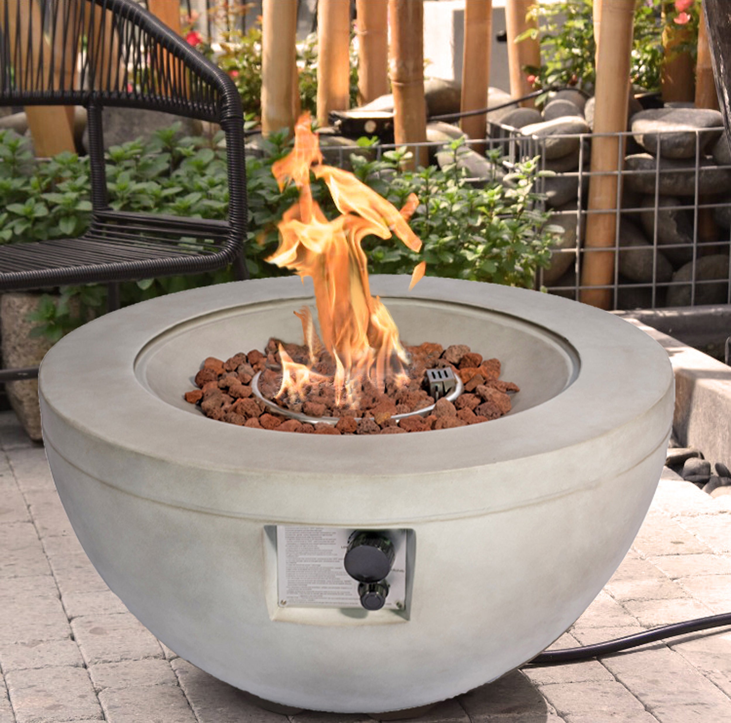 MDA Designs TABITI Light Grey Gas Fire Pit for Garden Patio