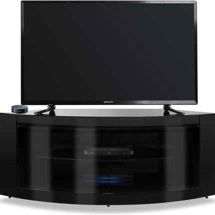 Centurion Supports PANGEA Gloss Black Beam-Thru Curved Tru-Corner 32"-50" TV Cabinet - Grade A