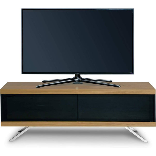 MDA Designs TUCANA 1200 HYBRID BLACK OAK Beam Thru Remote-Friendly up to 60" Flat Screen TV Cabinet - Grade A
