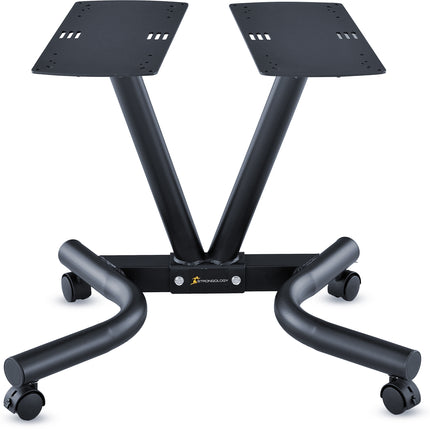 Strongology Durable Steel Adjustable Dumbbell Universal Floor Stand, Space Saver Adjustable Weights Rack