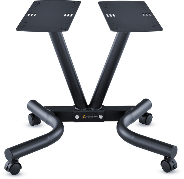 Strongology Durable Steel Adjustable Dumbbell Universal Floor Stand, Space Saver Adjustable Weights Rack