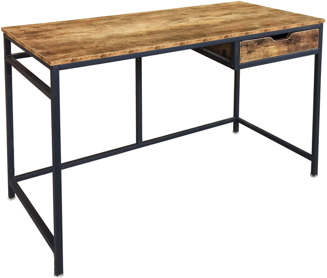 MDA Designs Ottawa Home Office Study Ergonomic  PC Study Writing Desk Table Workstation with Drawer Nutmeg Black