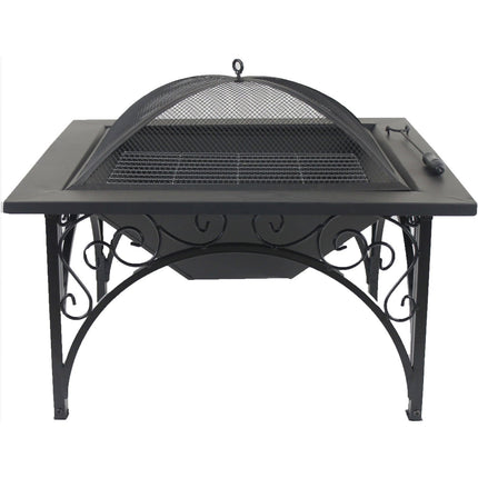 Centurion Supports KOJIN Multi-Functional Elegant Black Square Outdoor Garden and Patio Luxury Heater Fire Pit Brazier
