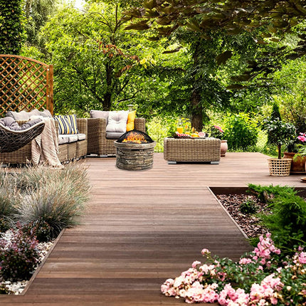 Centurion Supports Fireology SAMUI Majestic Garden and Patio Round Multi-function Heater, Fire Pit, Brazier and Barbecue with Eco-Stone Finish and Cover